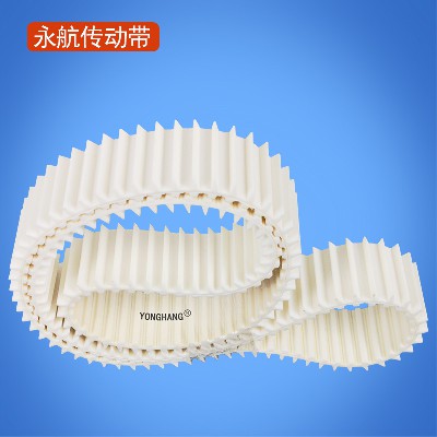 永航饼干输送同步带T10无缝一体成型食品级PU聚氨酯同步带加挡块厂家定制