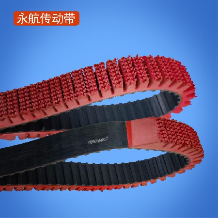 快递物流自动分拣机皮带  窄带分拣线输送同步带加花纹红胶开横槽定制